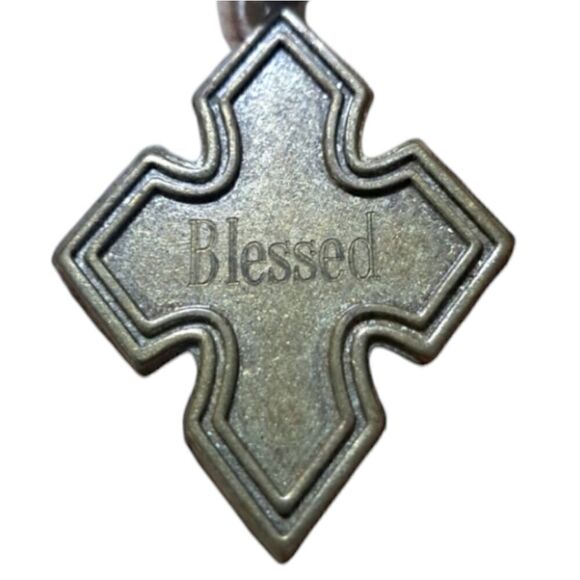 New! "Blessed" Antiqued Gold Pendant - Picture 3 of 6